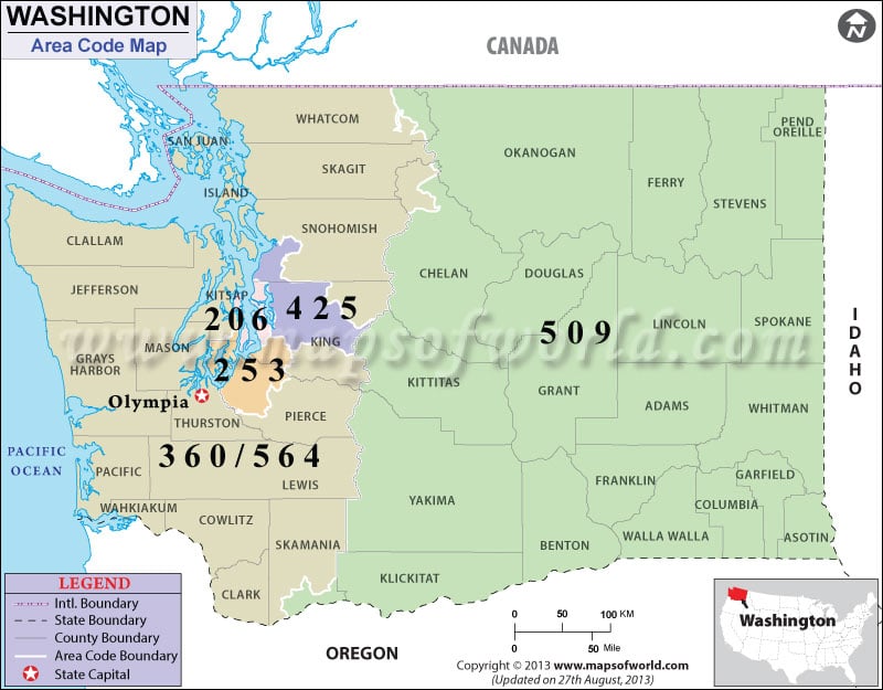 Washington Area Code Map
