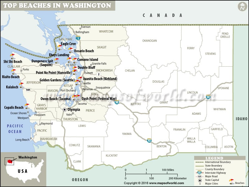 Washington Beaches Map