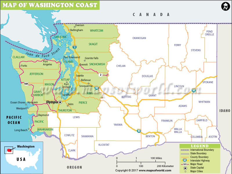 Washington Coast Map