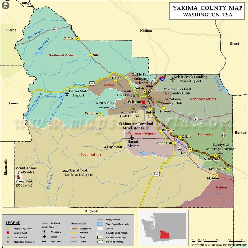 Yakima County Map, Washington