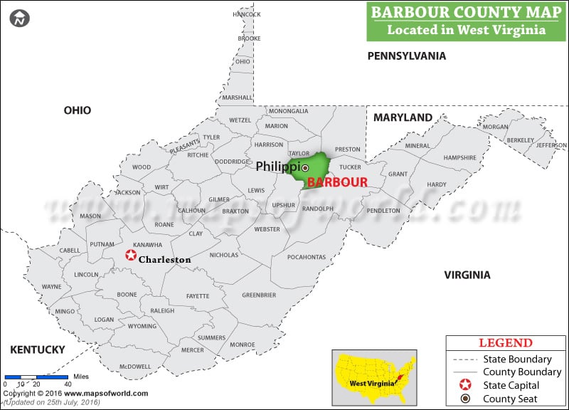 Barbour County Map, West Virginia