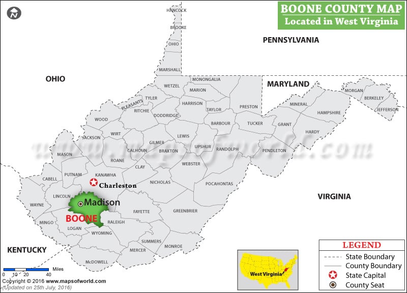 Boone County Map, West Virginia