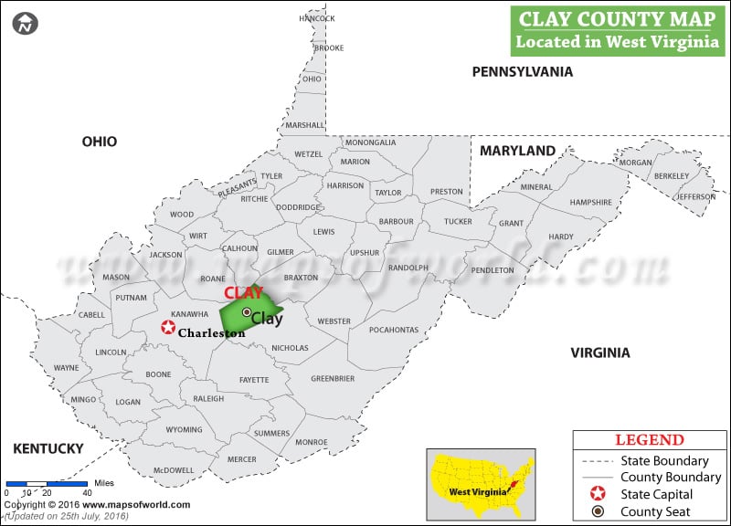 Clay County Map, West Virginia