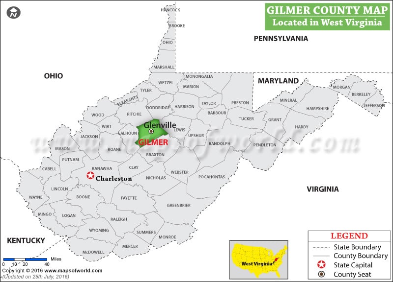 Gilmer County Map, West Virginia