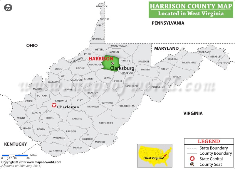 Harrison County Map, West Virginia
