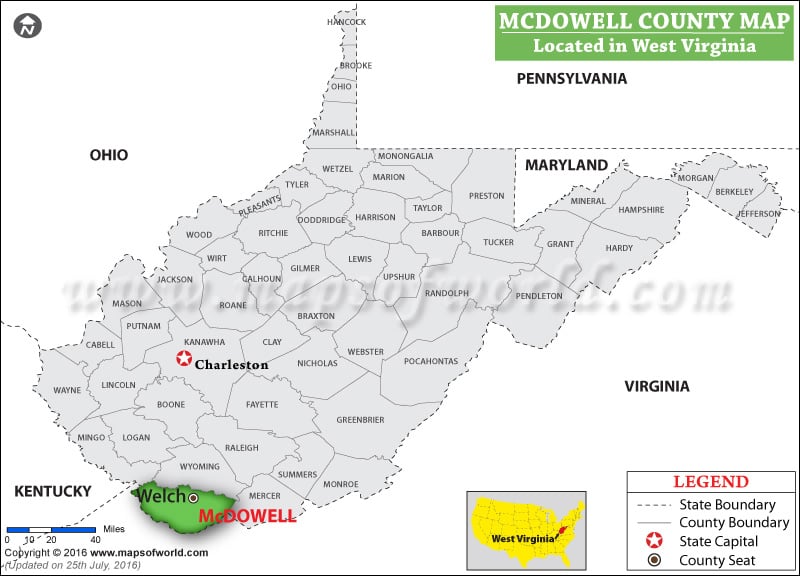 Mcdowell County Map, West Virginia