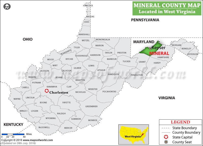 Mineral County Map, West Virginia