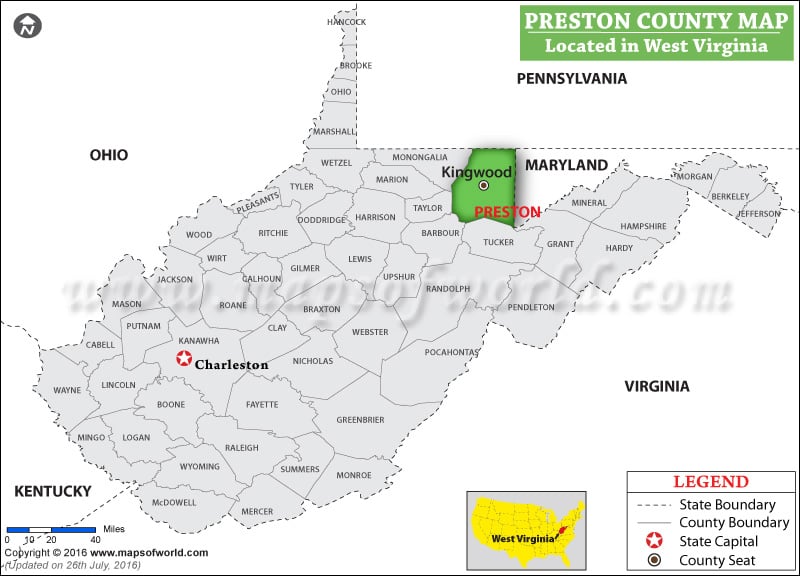 Preston County Map, West Virginia
