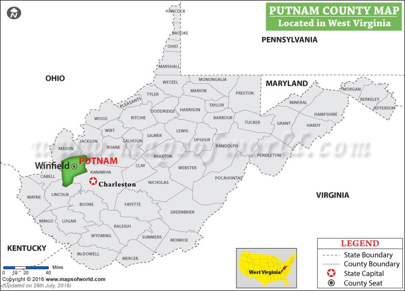 Putnam County Map, West Virginia