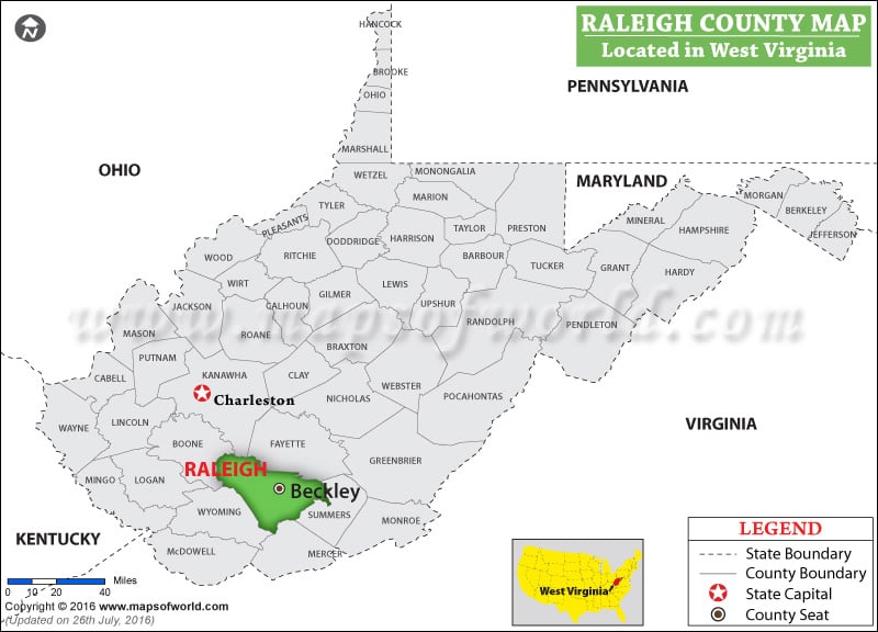 Raleigh County Map, West Virginia