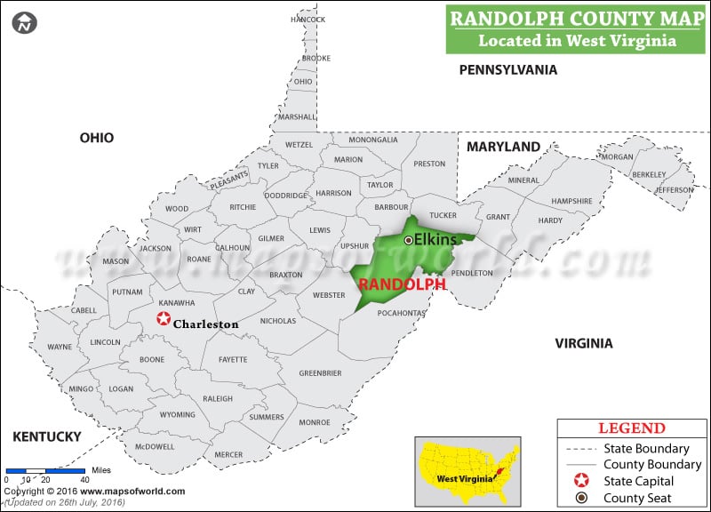 Randolph County Map, West Virginia