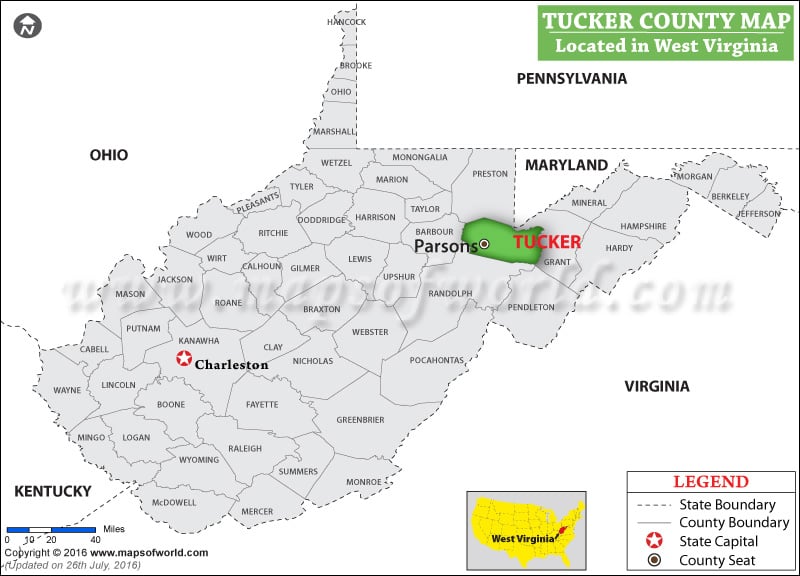 Tucker County Map, West Virginia