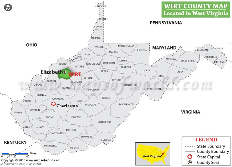 Wirt County Map, West Virginia