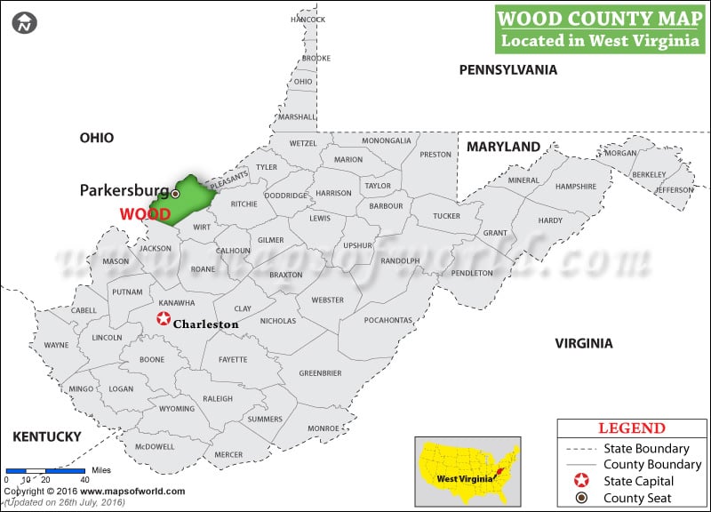 Wood County Map, West Virginia