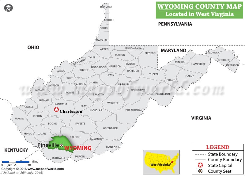 Wyoming County Map, West Virginia