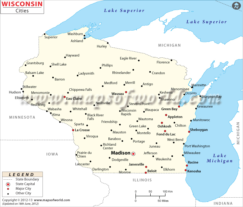 Wisconsin Map Of Towns Cities In Wisconsin – Usa States