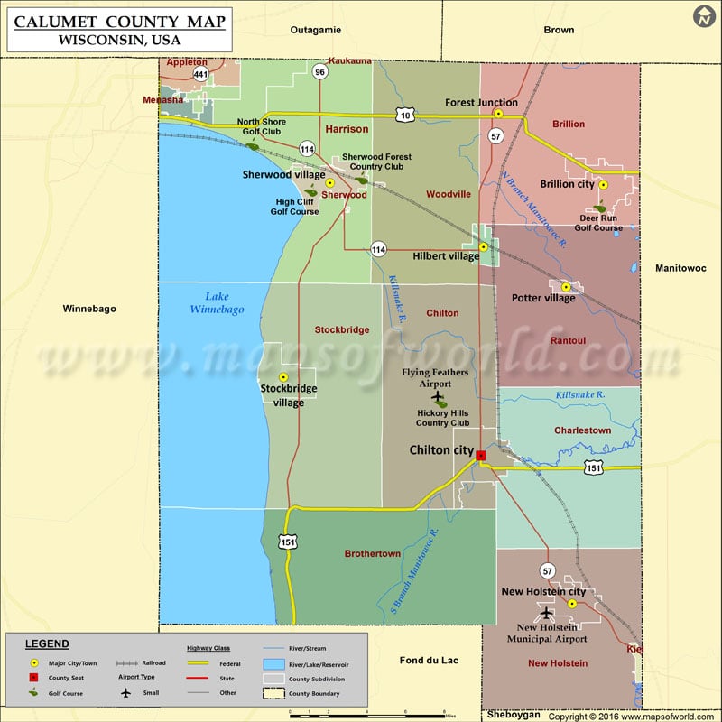 Calumet County Map, Wisconsin