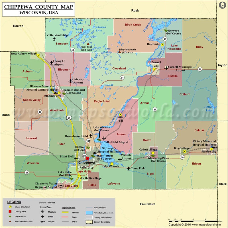 Chippewa County Map, Wisconsin