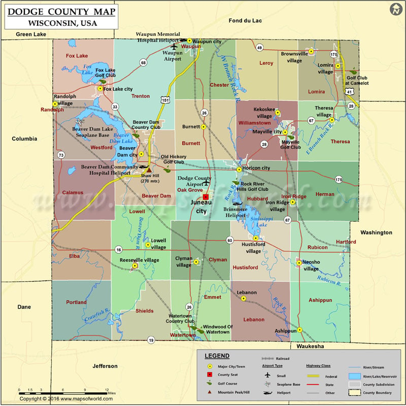 Dodge County Map, Wisconsin