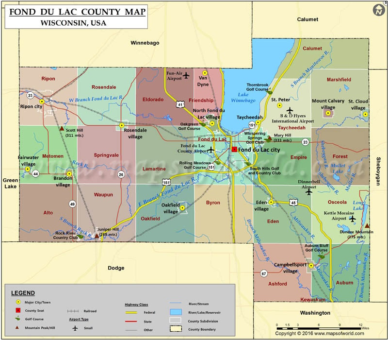 Fond du Lac County Map, Wisconsin
