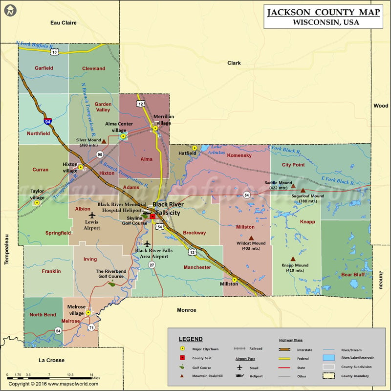 Jackson County Map, Wisconsin