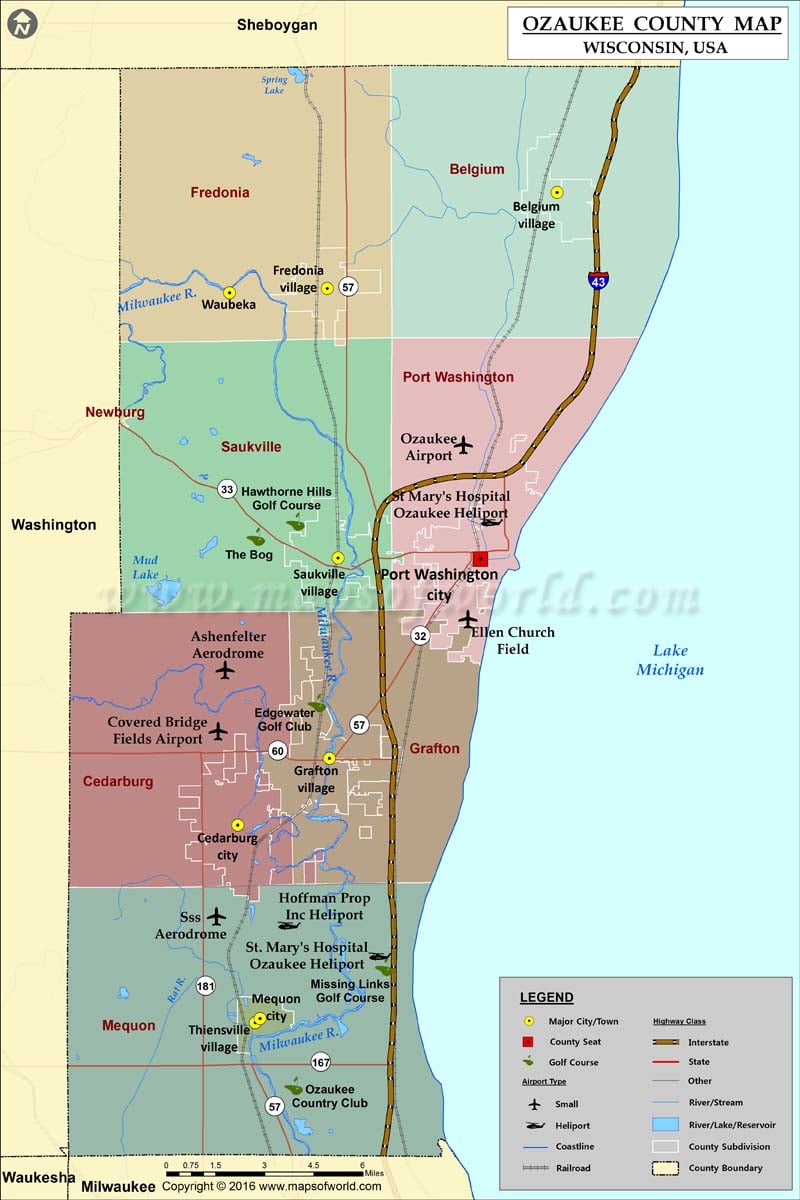 Ozaukee County Map, Wisconsin