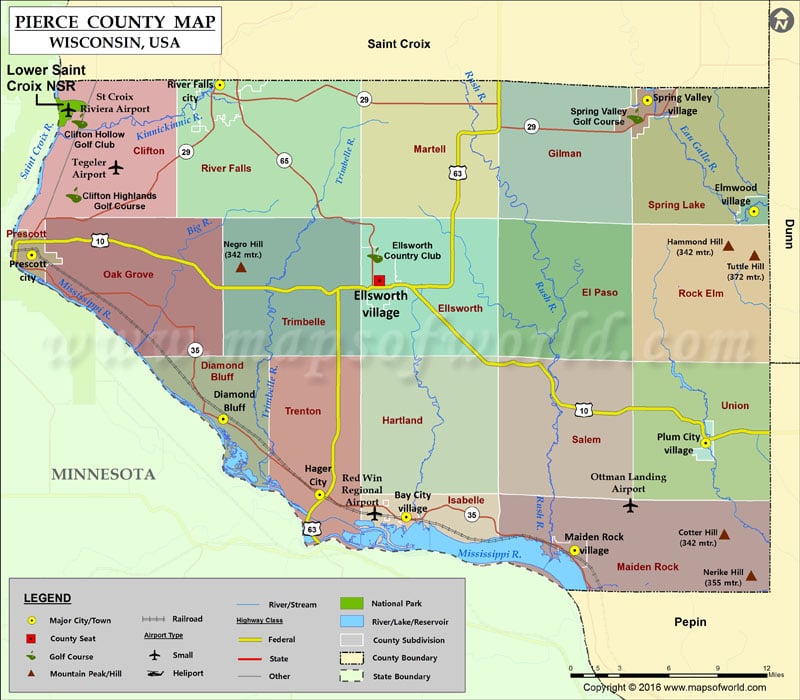 Pierce County Map, Wisconsin