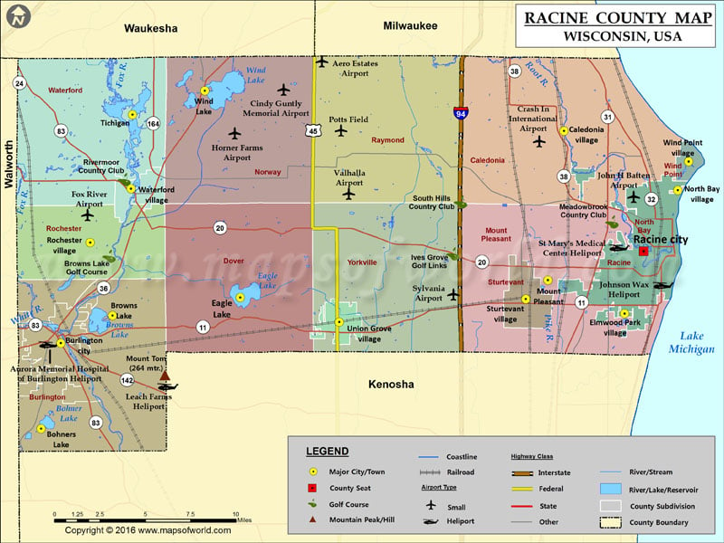 Racine County Map, Wisconsin