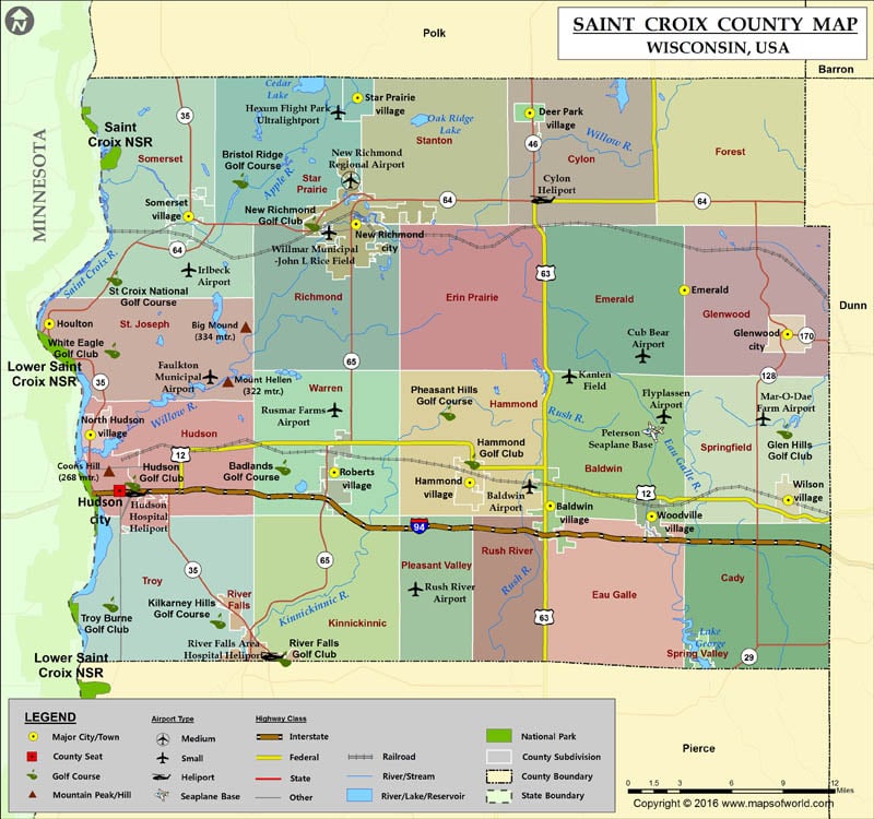 St. Croix County Map, Wisconsin