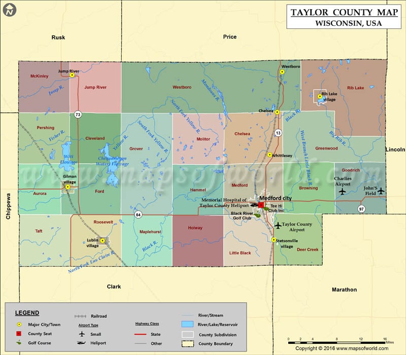 Taylor County Map, Wisconsin