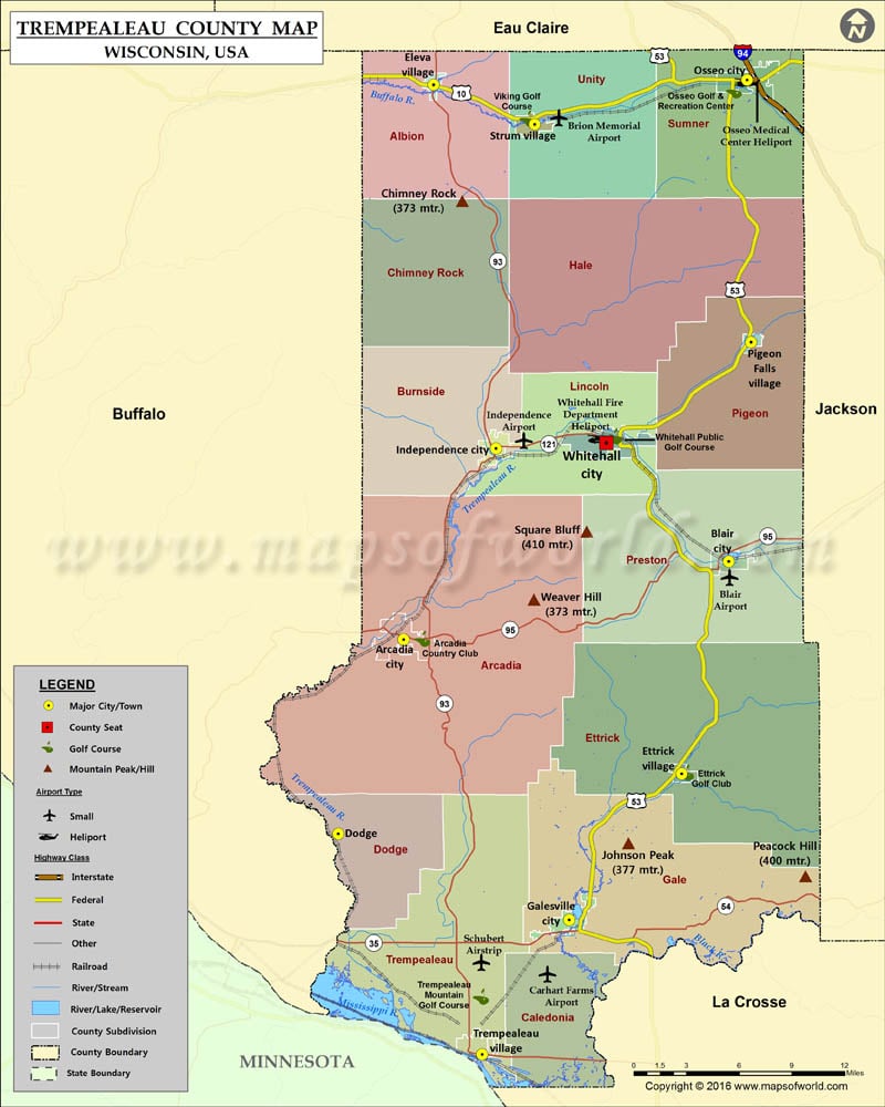 Trempealeau County Map, Wisconsin