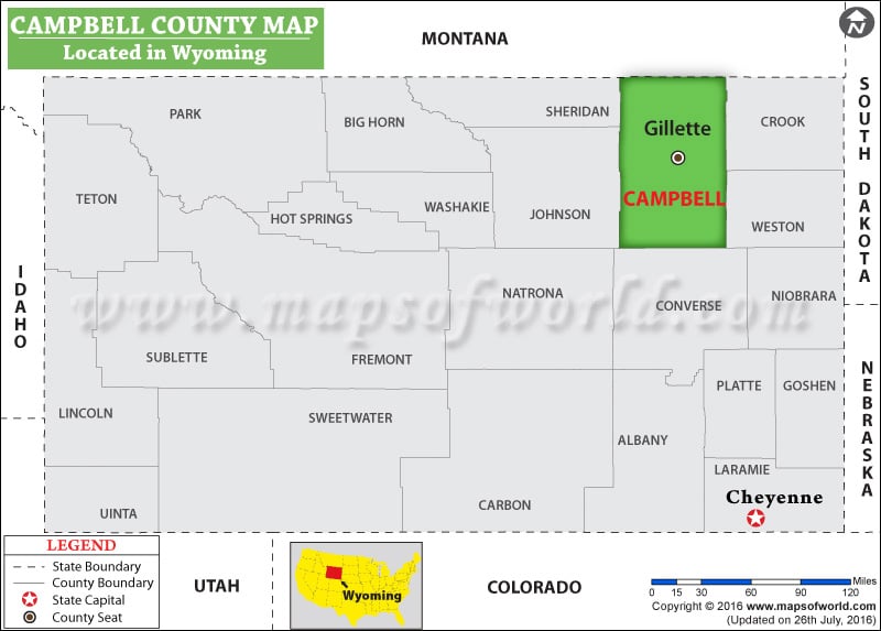 Campbell County Map, Wyoming