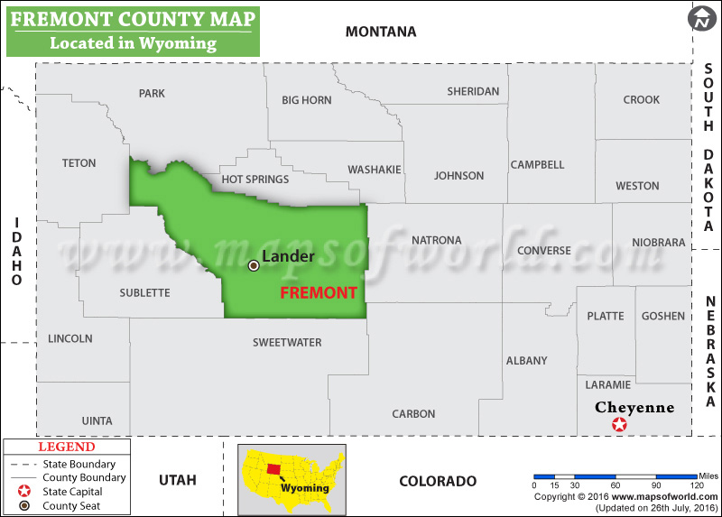 Fremont County Map, Wyoming