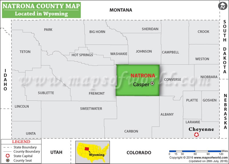 Natrona County Map, Wyoming
