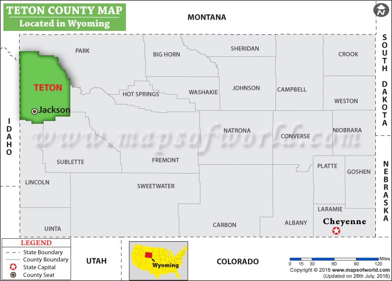 Teton County Map, Wyoming