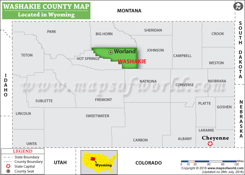 Washakie County Map, Wyoming
