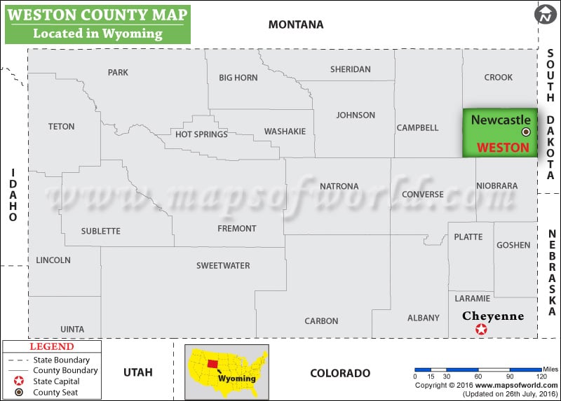 Weston County Map, Wyoming