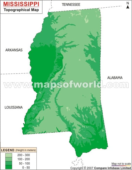 Mississippi Topographic Map