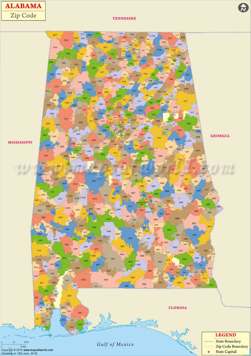 Alabama Zip Code Map