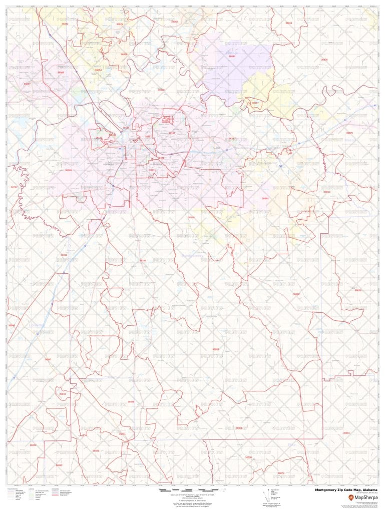 Montgomery Zip Code Map, Alabama Montgomery County Zip Codes
