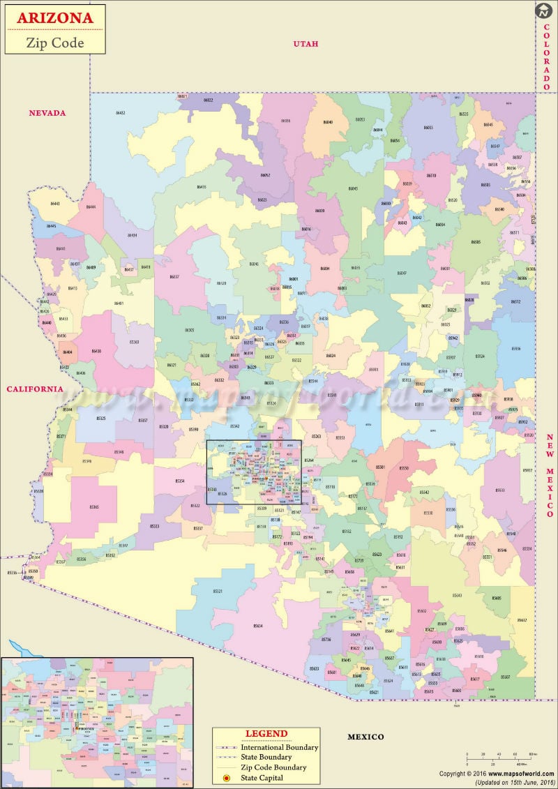 Arizona Zip Code Map Map Of Arizona Zip Codes Arizona Zip Codes 2488