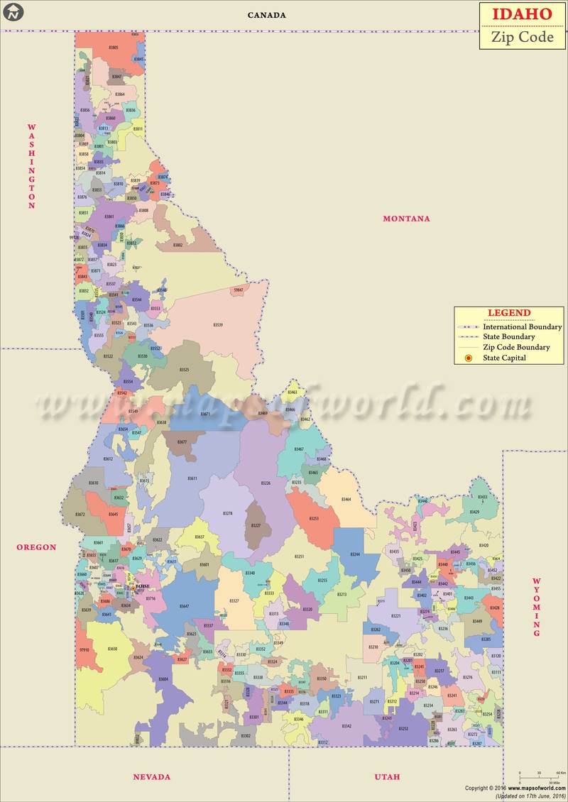 Idaho Zip Code Map