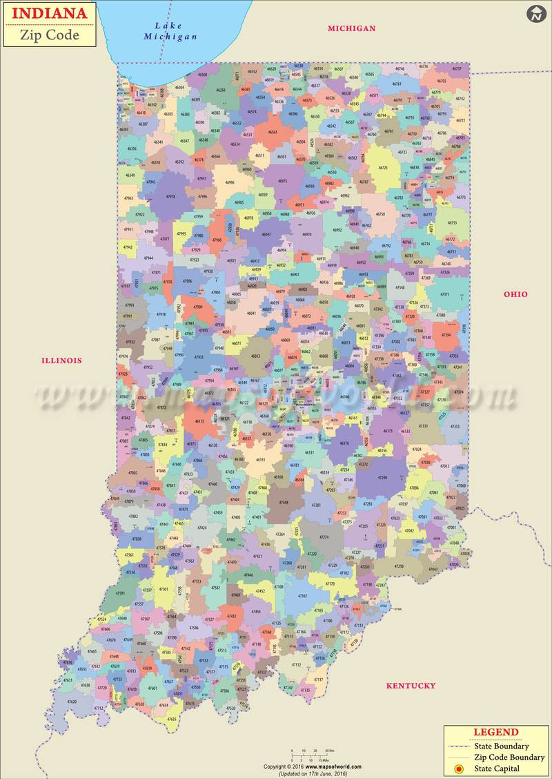 Indiana Zip Code Map