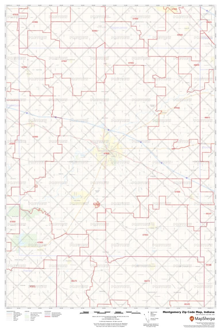 Montgomery Zip Code Map Indiana Montgomery County Zip Codes