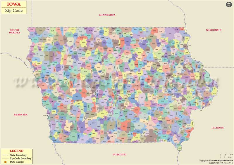 Iowa Zip Code Map Free - United States Map