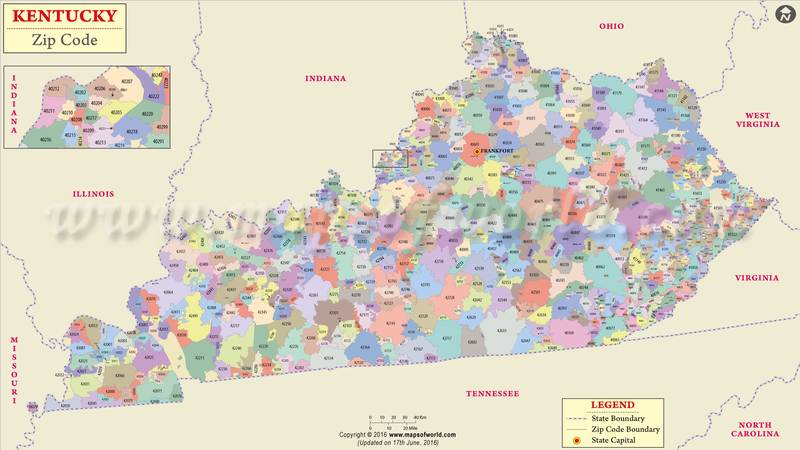 Kentucky Zip Code Map Kentucky Postal Code 3334