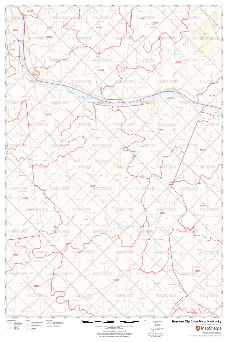 Bracken Zip Code Map, Kentucky | Bracken County Zip Codes