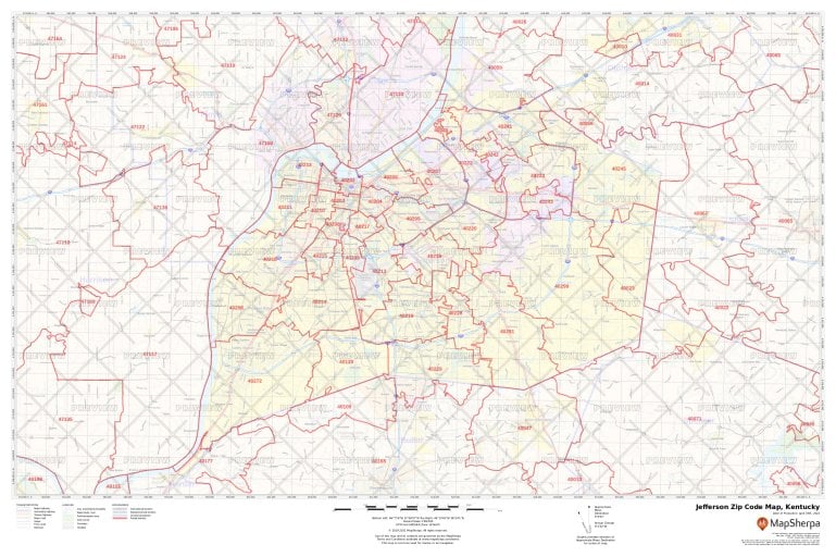 Jefferson Zip Code Map Kentucky Jefferson County Zip Codes 1605