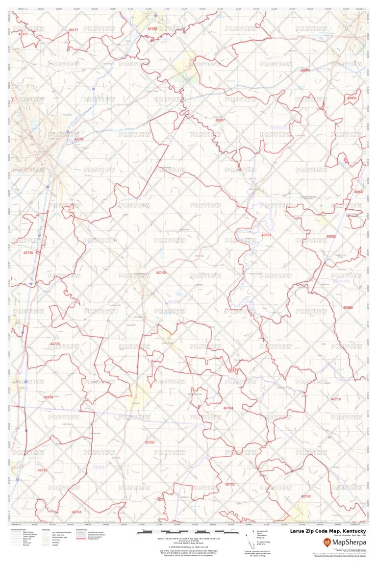 Larue Zip Code Map, Kentucky | Larue County Zip Codes