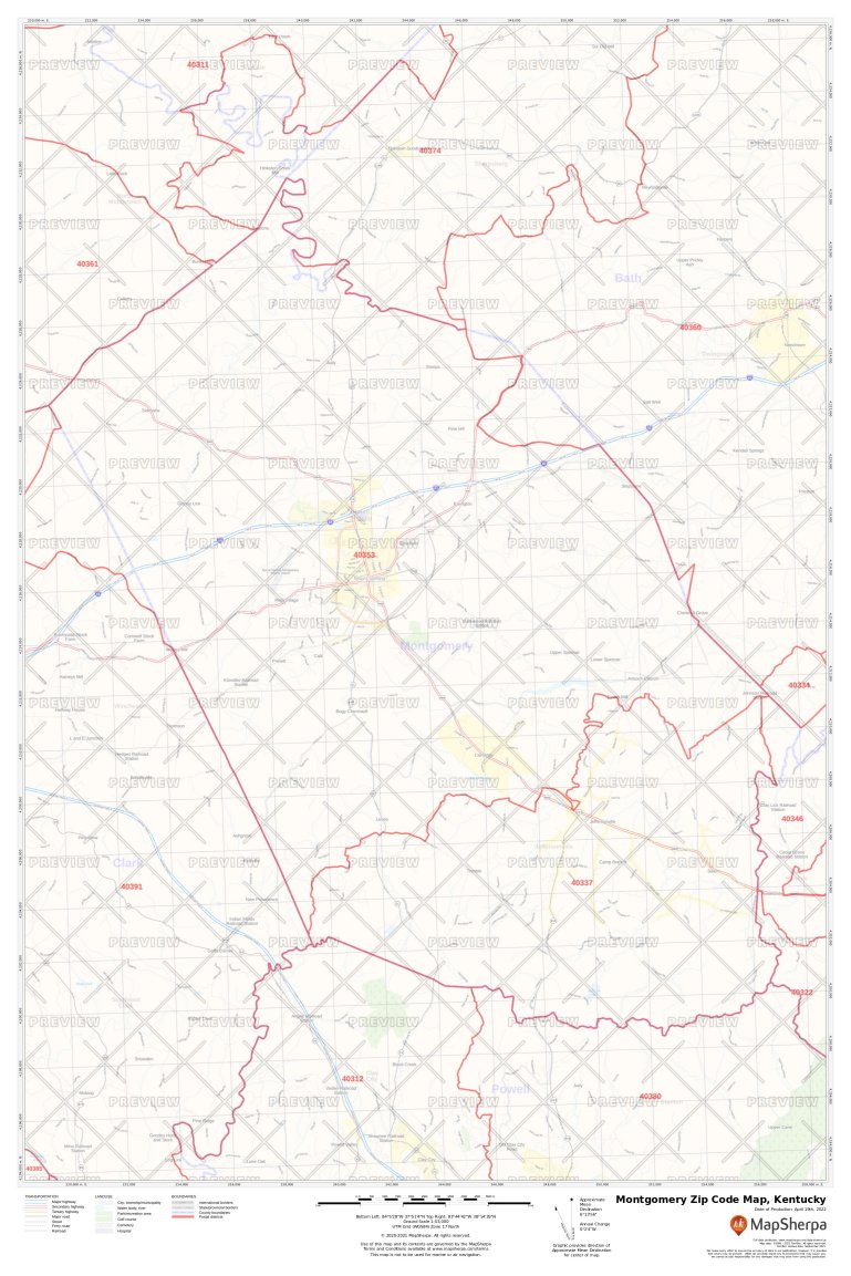 Montgomery Zip Code Map, Kentucky | Montgomery County Zip Codes